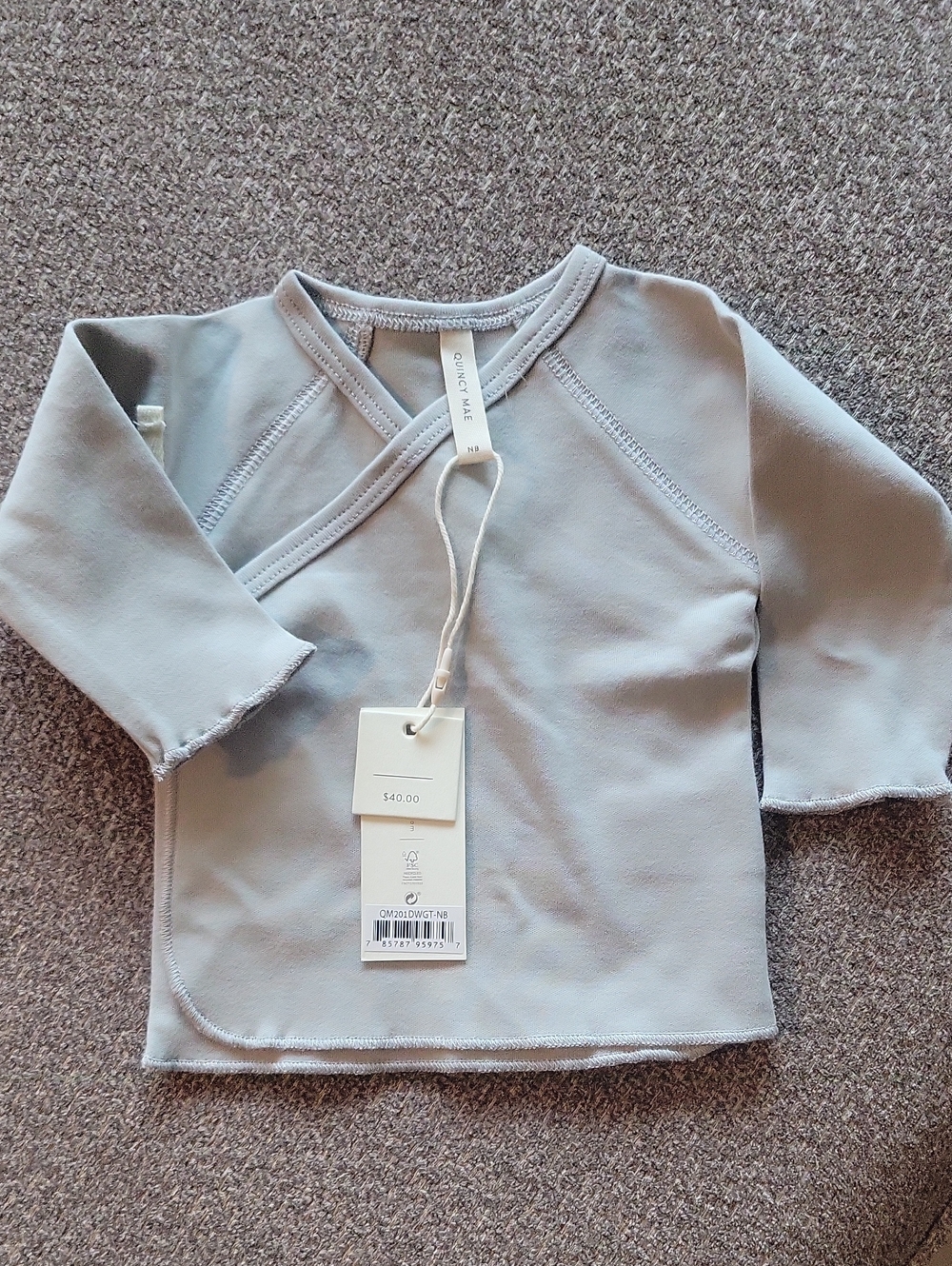 Quincy Mae Light Sky Blue 2 Piece Baby Pajama Set with Matching Hat - Picture 4 of 9
